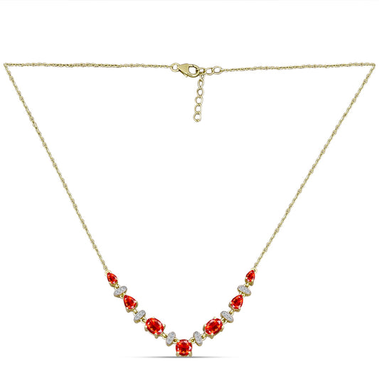 Goldplattierte Silberhalskette mit äthiopischem rotem Opal aus Lega Dembi und weißem Topas