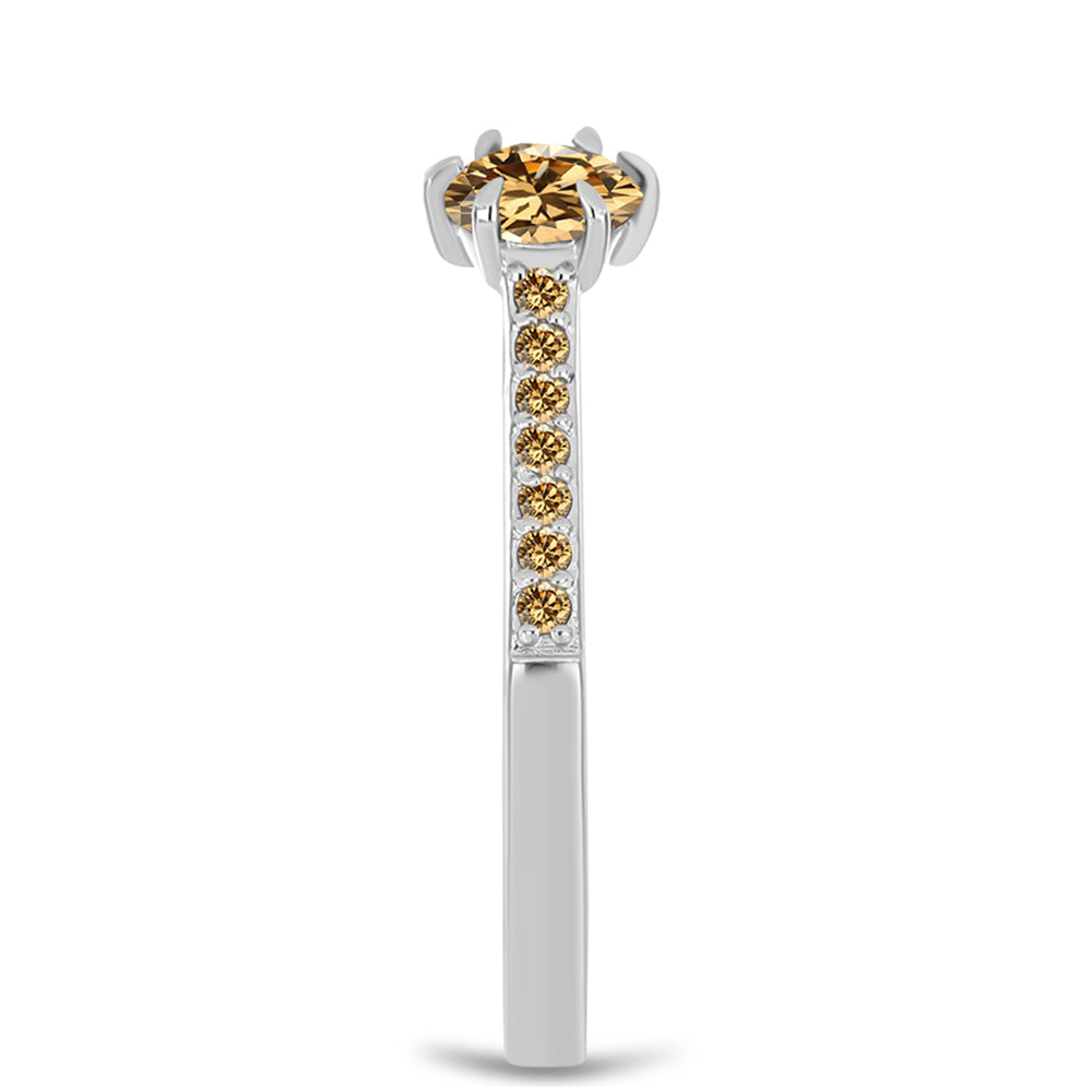 Silberring mit Champagnerfarbenem Moissanit