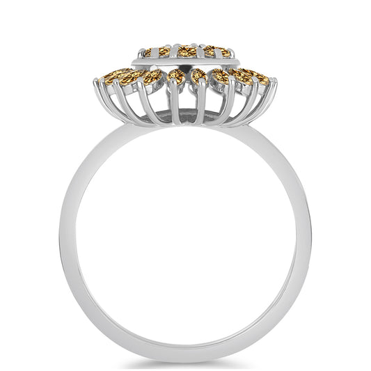 Silberring mit Champagnerfarbenem Moissanit