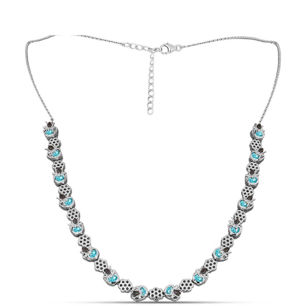 Silberhalskette mit Paraiba Quarz