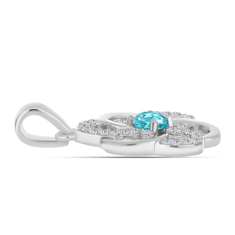 Silberanhänger mit Paraiba Quarz und weißem Topas