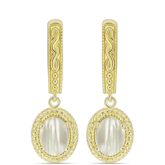 Goldplattierte Silberohrringe mit Perlmutt