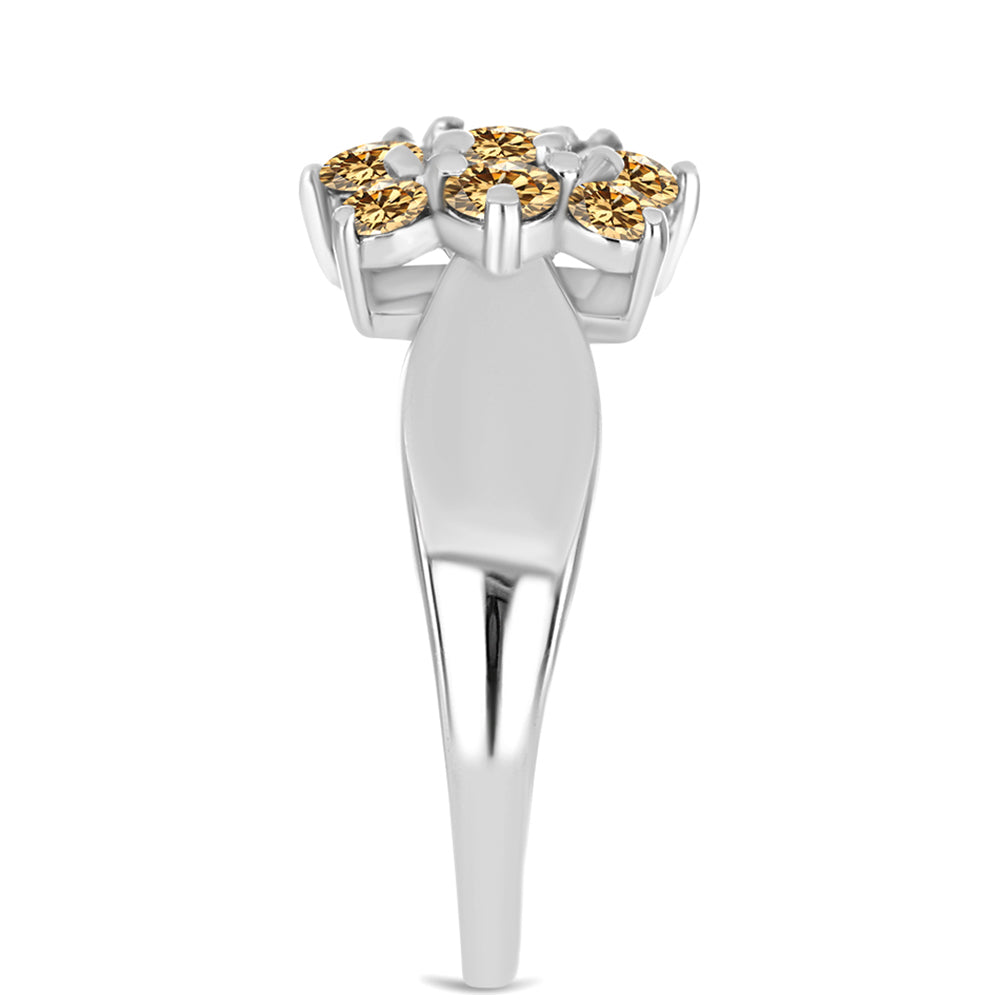 Silberring mit Champagnerfarbenem Moissanit