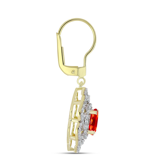 Goldplattierte Silberohrringe mit äthiopischem rotem Opal aus Lega Dembi und weißem Topas