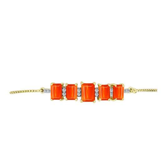 Goldplattiertes Silberarmband mit äthiopischem rotem Opal aus Lega Dembi und weißem Topas