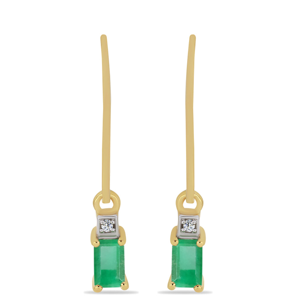 Goldplattierte Silberohrringe mit brasilianischem Smaragd und weißem Zirkon 1