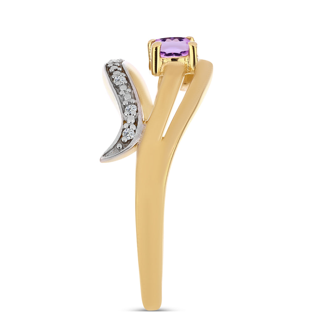 Goldplattierter Silberring mit Rose De France Amethyst und weißem Topas