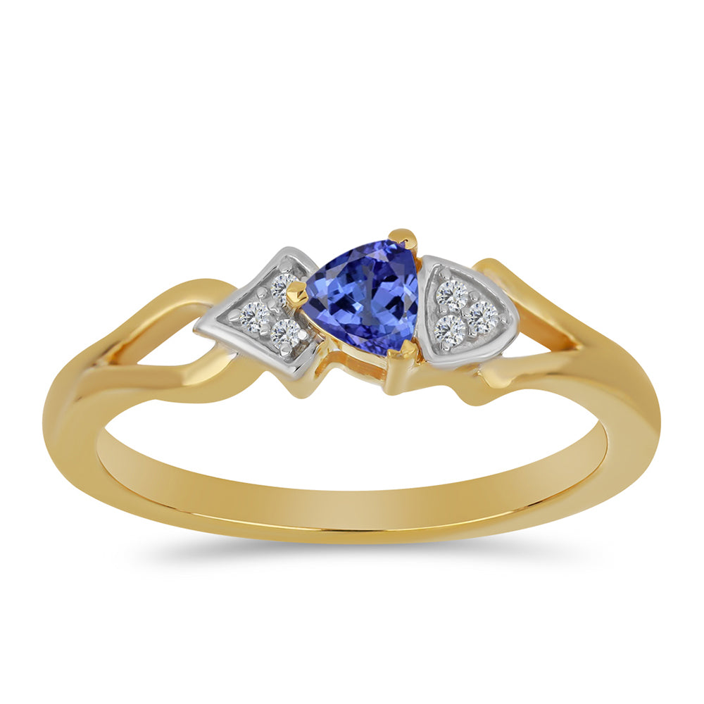 Goldplattierter Silberring mit Tansanit und weißem Zirkon