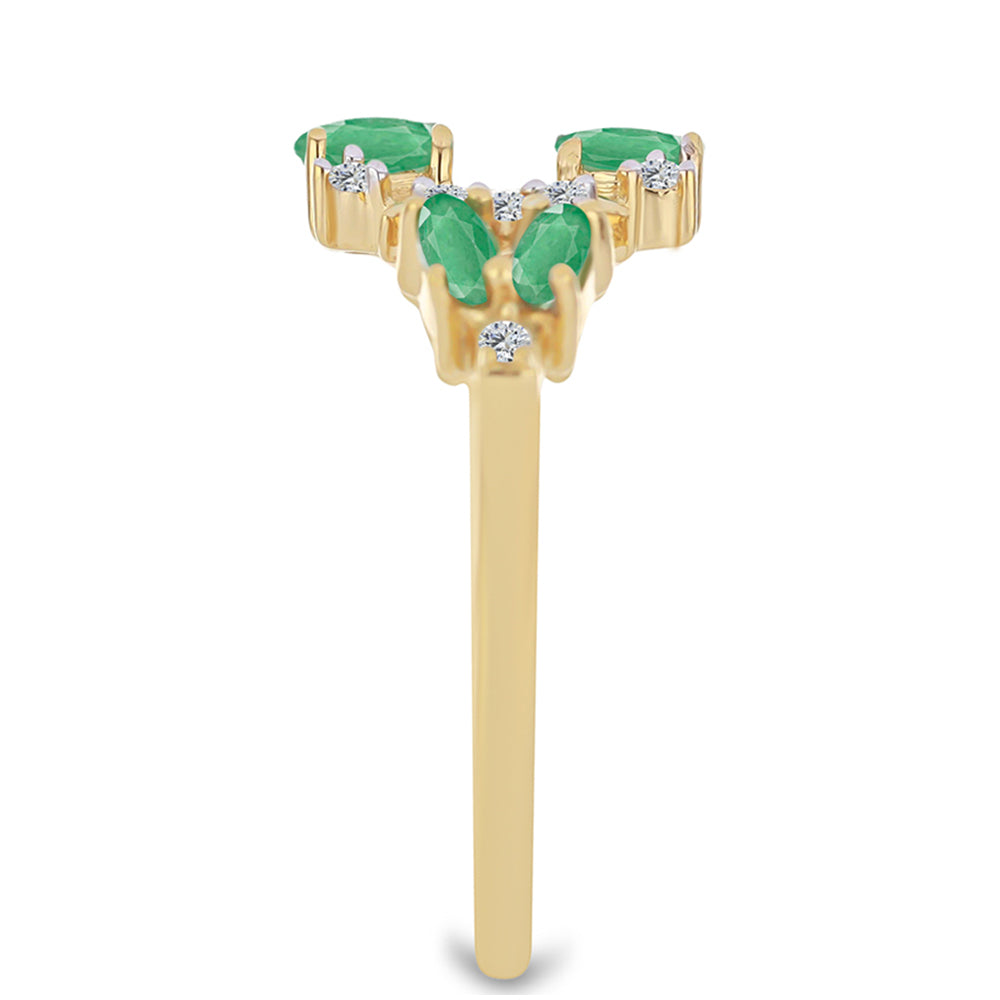 Goldplattierter Silberring mit brasilianischem Smaragd und weißem Zirkon