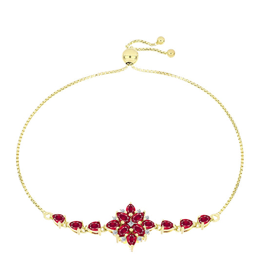 Goldplattiertes Silberarmband mit Rubin aus Madagaskar und weißem Topas