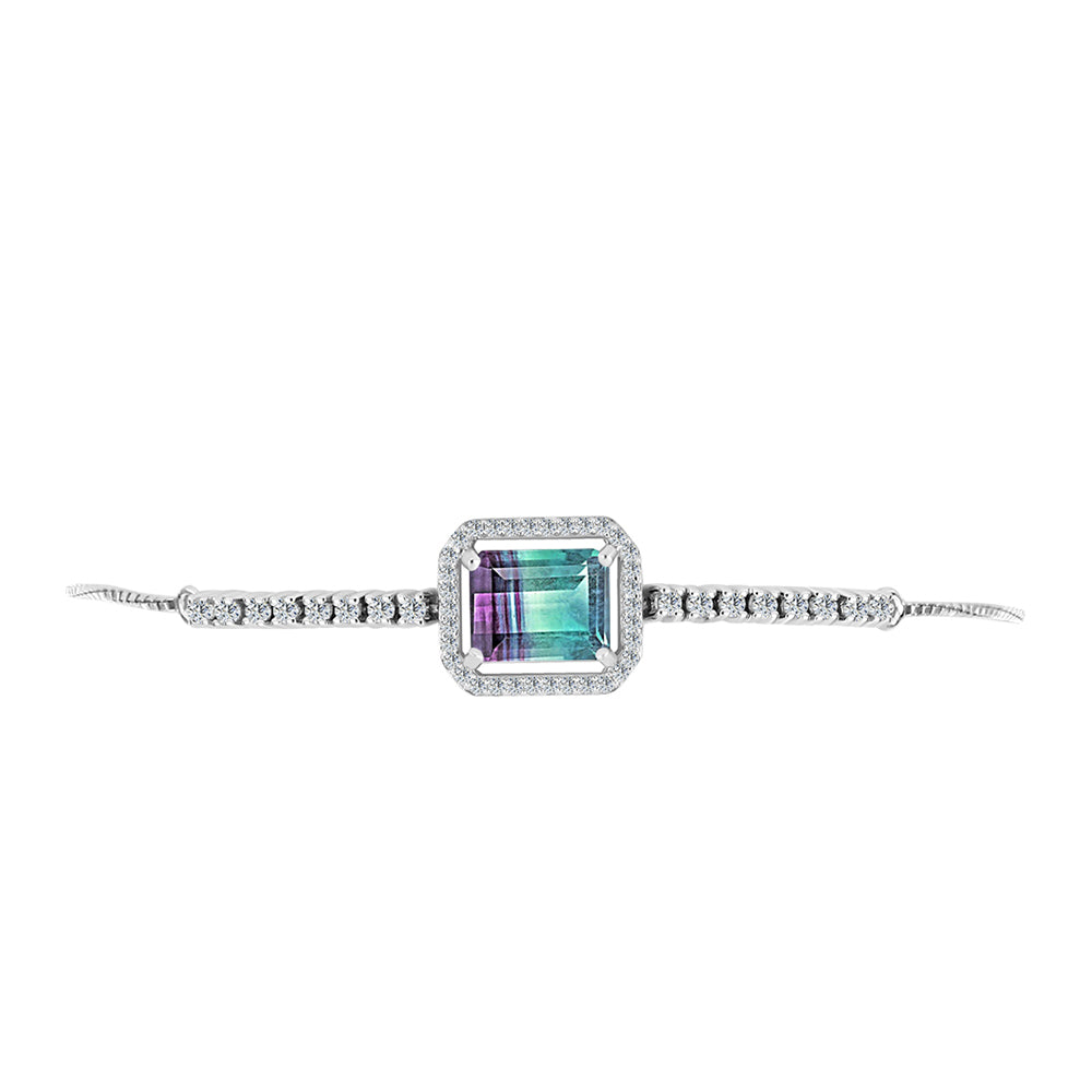 Silberarmband mit Zebrafluorit und weißem Topas