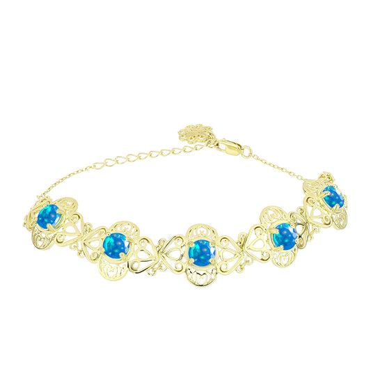 Goldplattiertes Silberarmband mit äthiopischem Paradiese-Opal
