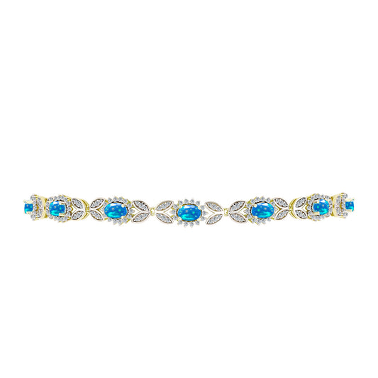 Goldplattiertes Silberarmband mit äthiopischem Paradiese-Opal und weißem Topas