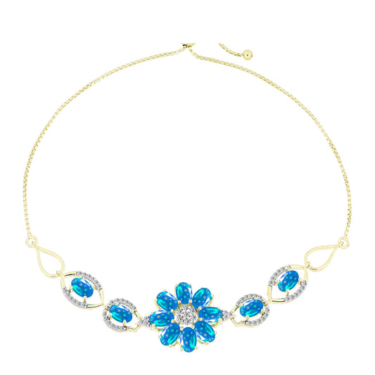 Goldplattiertes Silberarmband mit äthiopischem Paradiese-Opal und weißem Topas