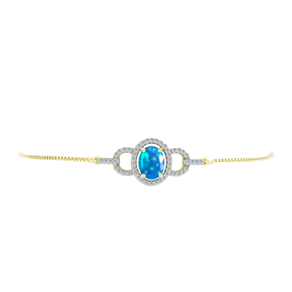Goldplattiertes Silberarmband mit äthiopischem Paradiese-Opal und weißem Topas