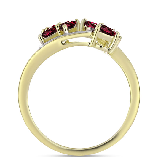 Goldplattierter Silberring mit Rhodolith Granat und weißem Topas