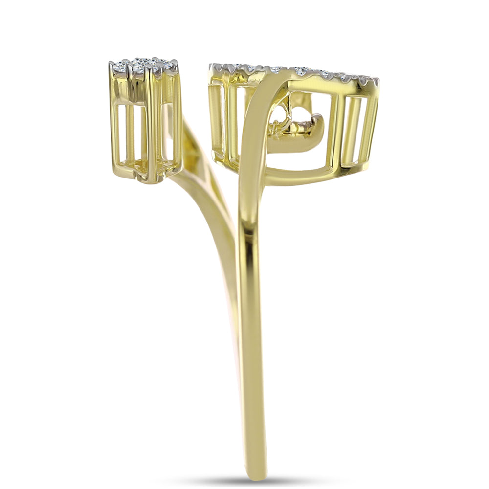 Goldplattierter Silberring mit weißem Diamant und weißem Topas
