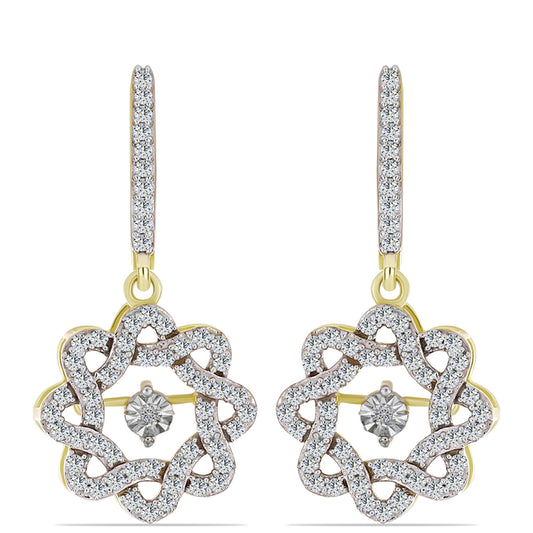 Goldplattierte Silberohrringe mit weißem Diamant und weißem Topas