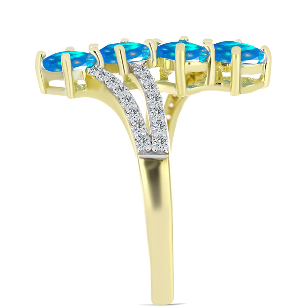 Goldplattierter Silberring mit äthiopischem Paradiese-Opal und weißem Topas