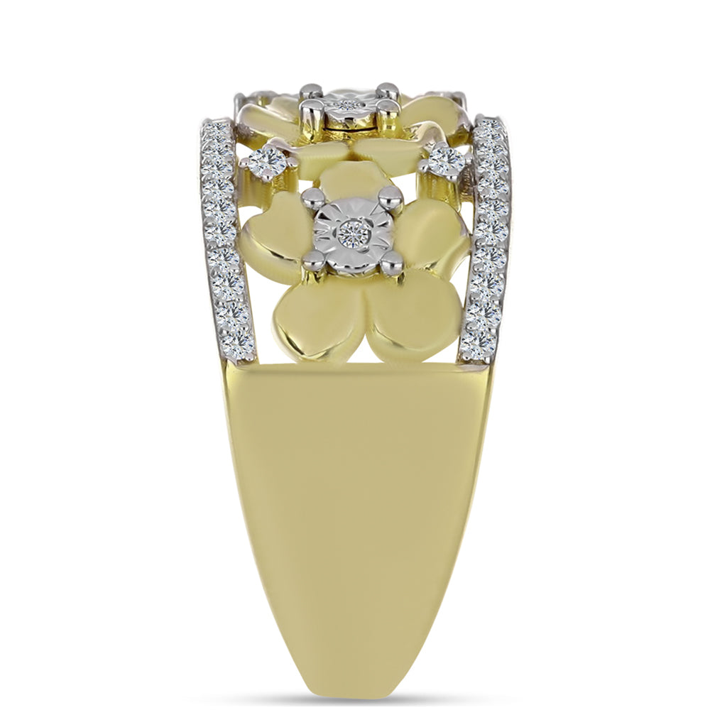 Goldplattierter Silberring mit weißem Diamant und weißem Topas