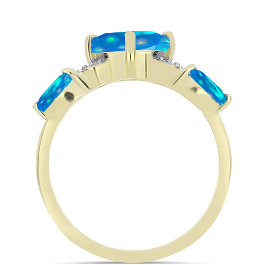 Goldplattierter Silberring mit äthiopischem Paradiese-Opal und weißem Topas