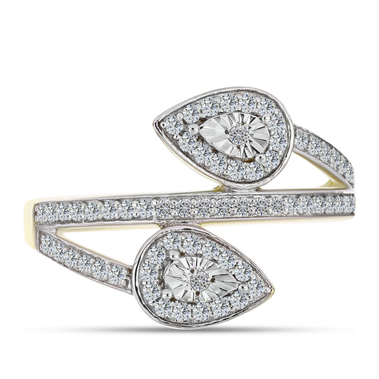 Goldplattierter Silberring mit weißem Diamant und weißem Topas