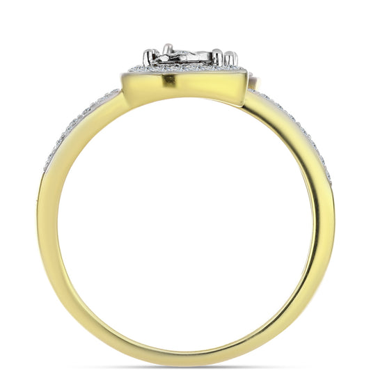 Goldplattierter Silberring mit weißem Diamant und weißem Topas