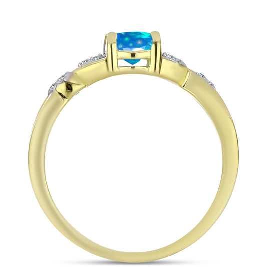 Goldplattierter Silberring mit äthiopischem Paradiese-Opal und weißem Topas