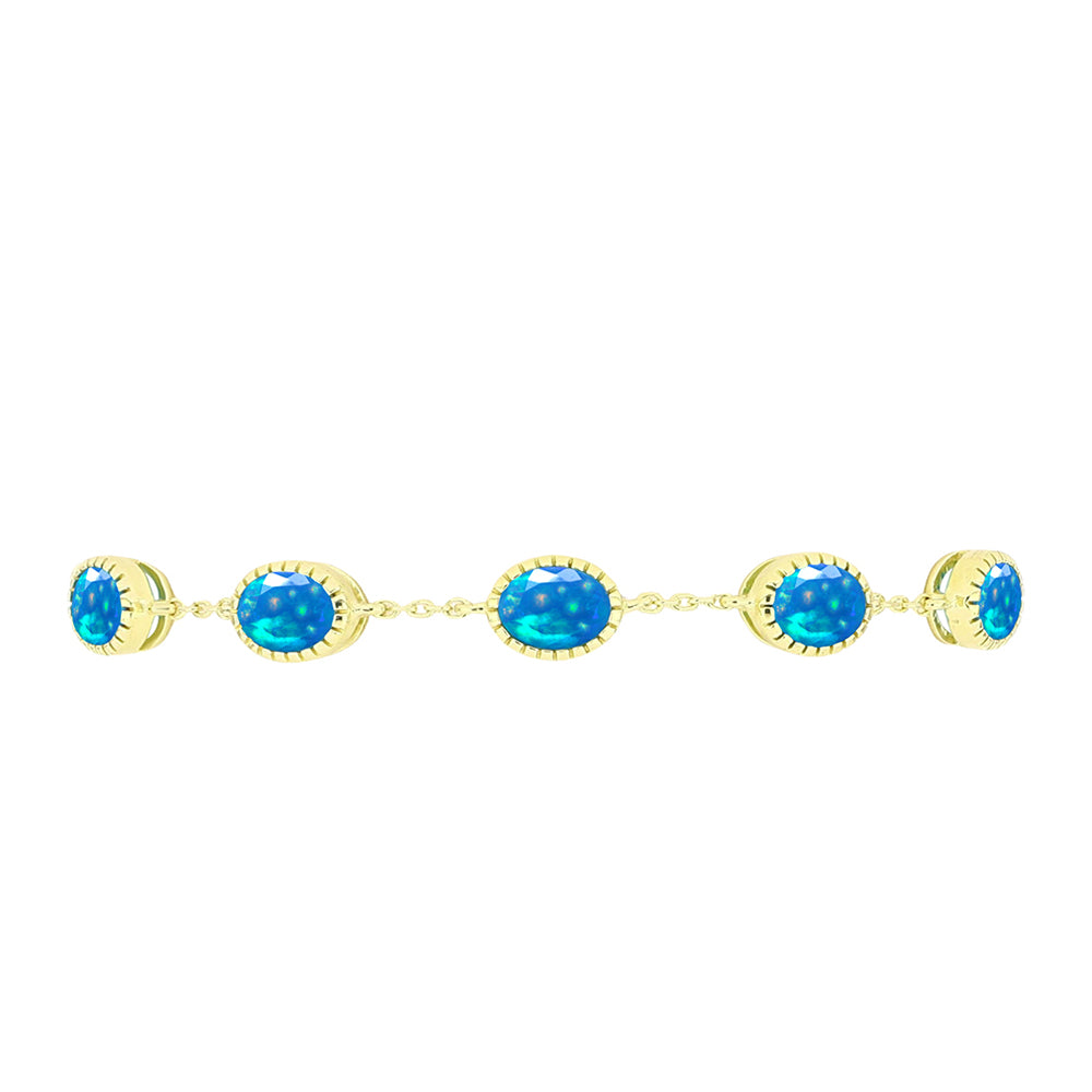 Goldplattiertes Silberarmband mit äthiopischem Paradiese-Opal