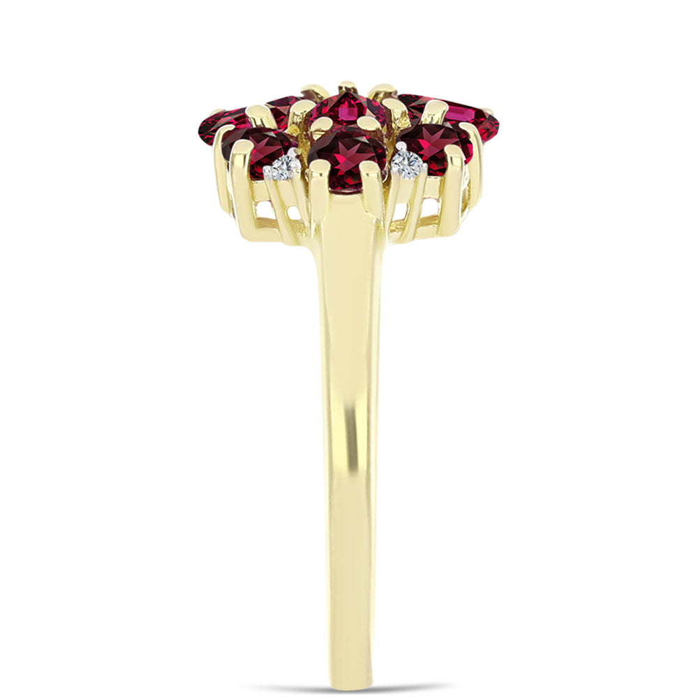 Goldplattierter Silberring mit Rhodolith Granat und weißem Topas