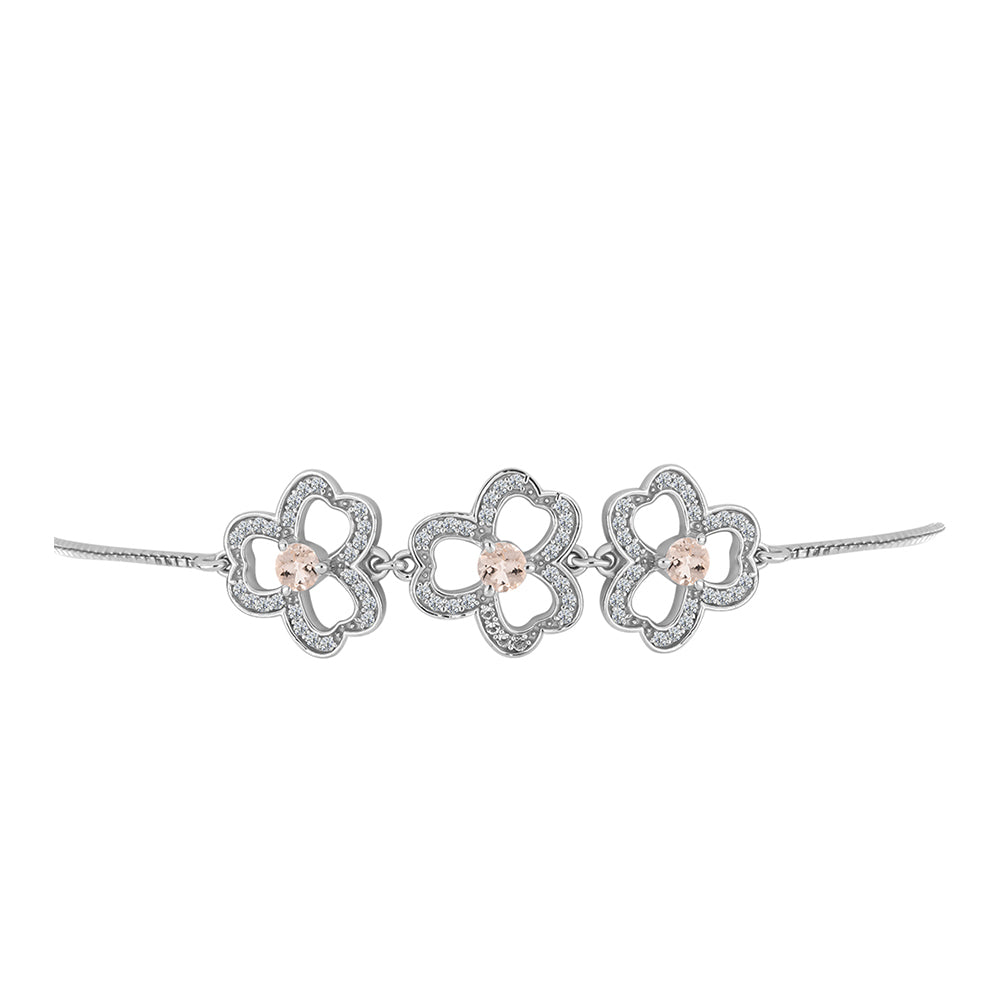 Silberarmband mit Morganit aus Gozareh und weißem Topas