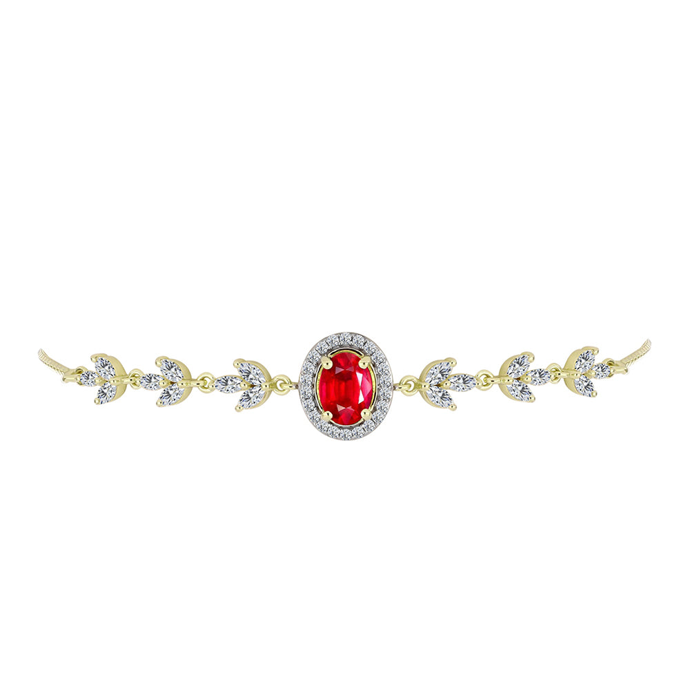 Goldplattiertes Silberarmband mit rotem Achat und weißem Topas
