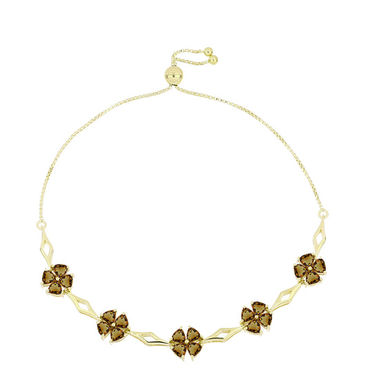 Goldplattiertes Silberarmband mit Cognac-Quarz