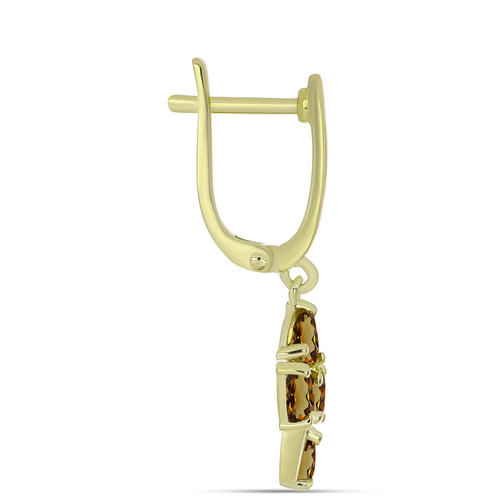 Goldplattierte Silberohrringe mit Cognac-Quarz