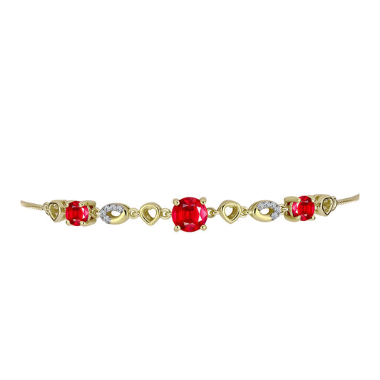 Goldplattiertes Silberarmband mit rotem Achat und weißem Topas