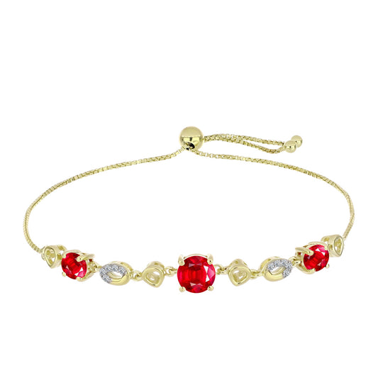 Goldplattiertes Silberarmband mit rotem Achat und weißem Topas