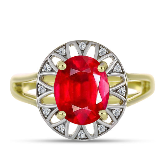 Goldplattierter Silberring mit rotem Achat und weißem Topas