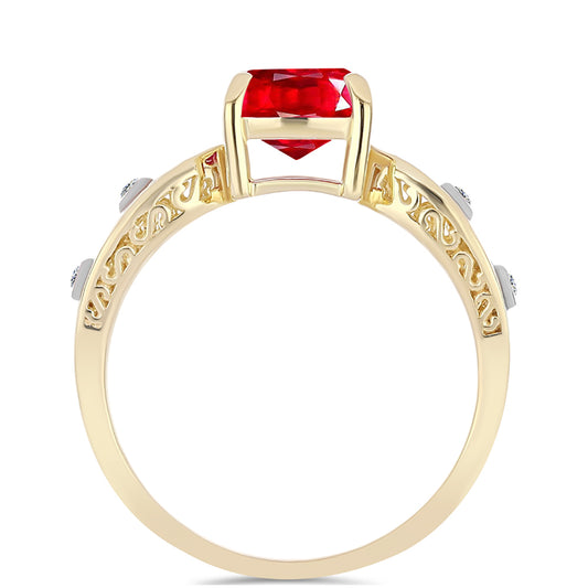 Goldplattierter Silberring mit rotem Achat und weißem Topas