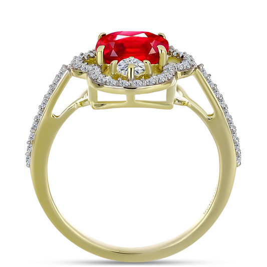 Goldplattierter Silberring mit rotem Achat und weißem Topas