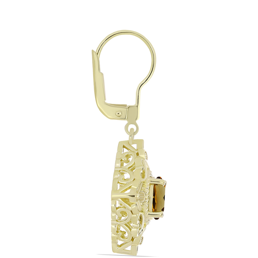 Goldplattierte Silberohrringe mit Cognac-Quarz