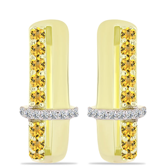 Goldplattierte Silberohrringe mit Cognac-Quarz und weißem Topas