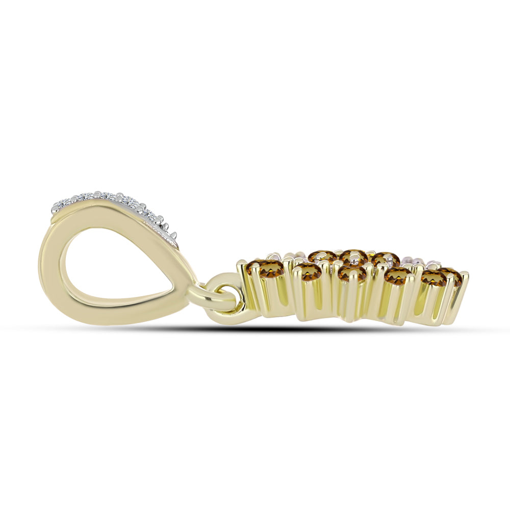 Goldplattierter Silberanhänger mit Cognac-Quarz und weißem Topas
