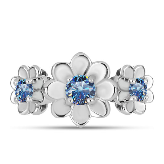 Silberring mit Ozeanblauem Moissanit