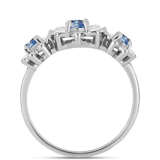 Silberring mit Ozeanblauem Moissanit