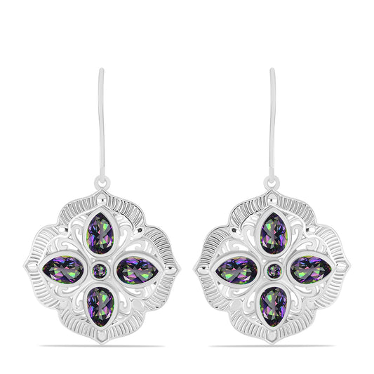 Silberohrringe mit brasilianischem grünem mystischem Quarz