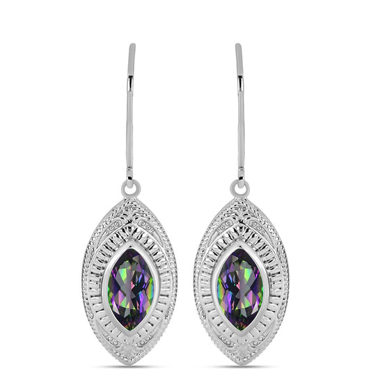 Silberohrringe mit brasilianischem grünem mystischem Quarz