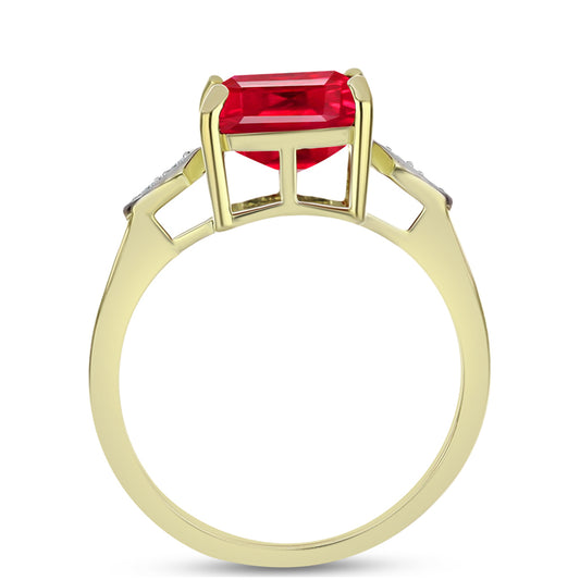 Goldplattierter Silberring mit rotem Achat und weißem Topas