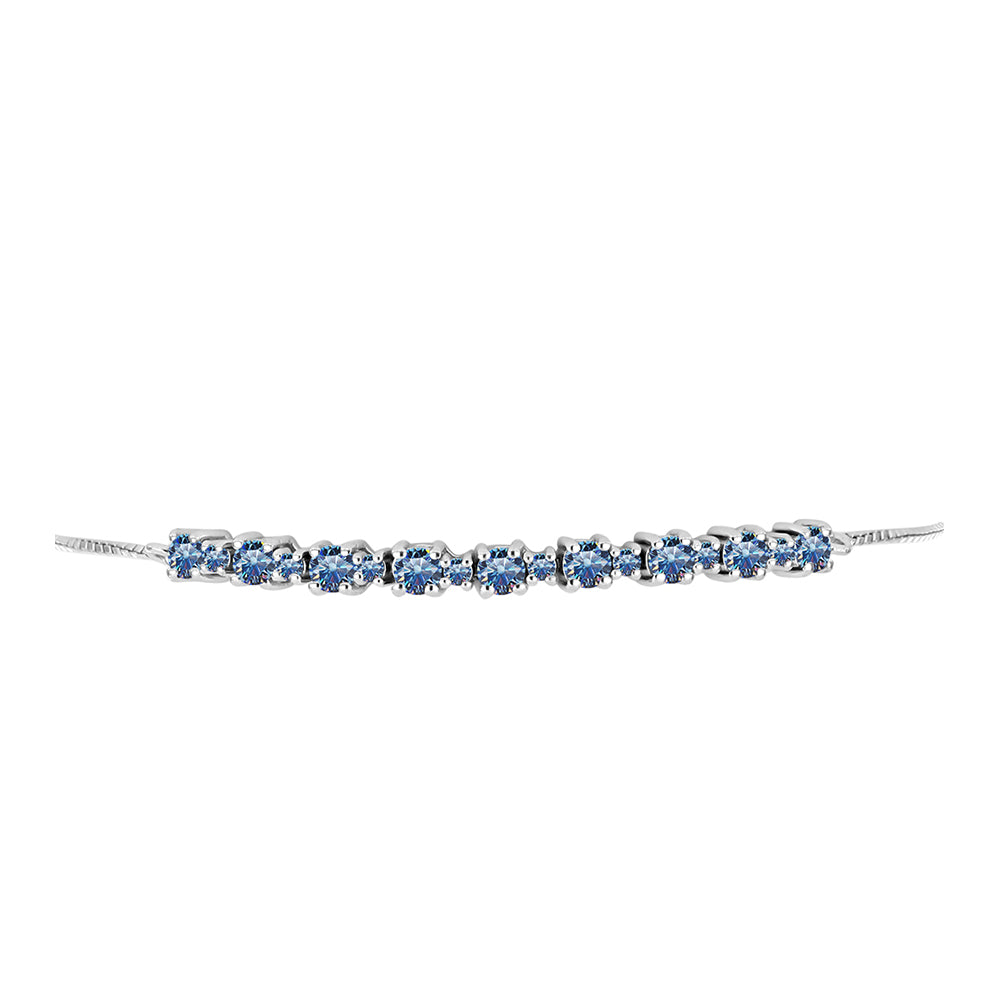 Silberarmband mit Ozeanblauem Moissanit