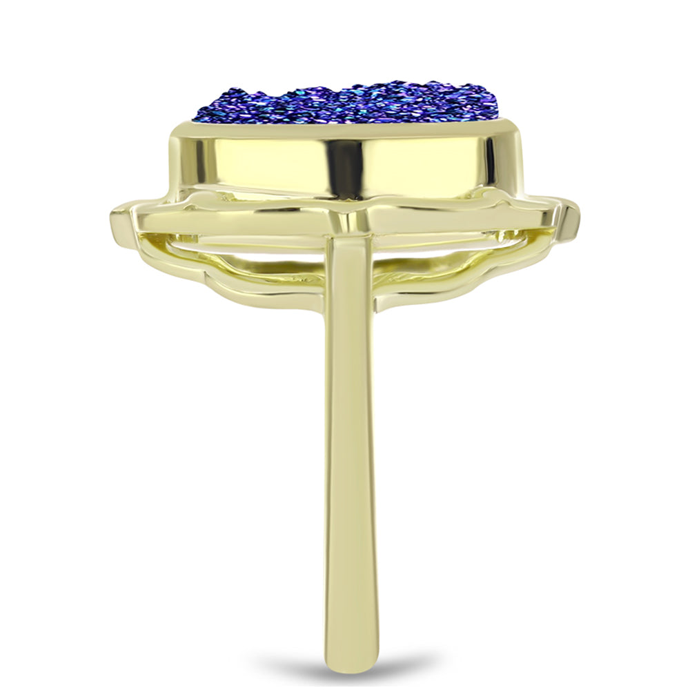 Goldplattierter Silberring mit lila Druse