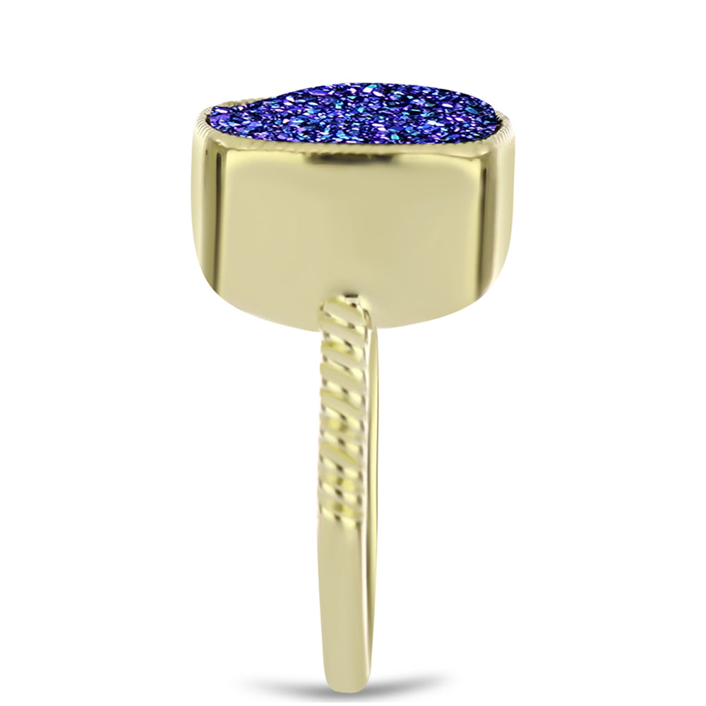 Goldplattierter Silberring mit lila Druse